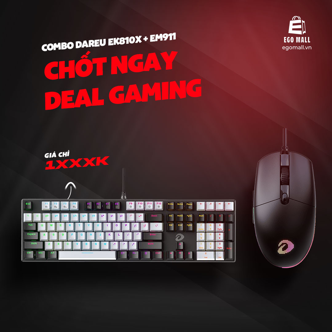 Combo Chuột Gaming có dây Dareu EM911 + Bàn phím cơ quang có dây DareU EK810X Black-Grey Optical Switch